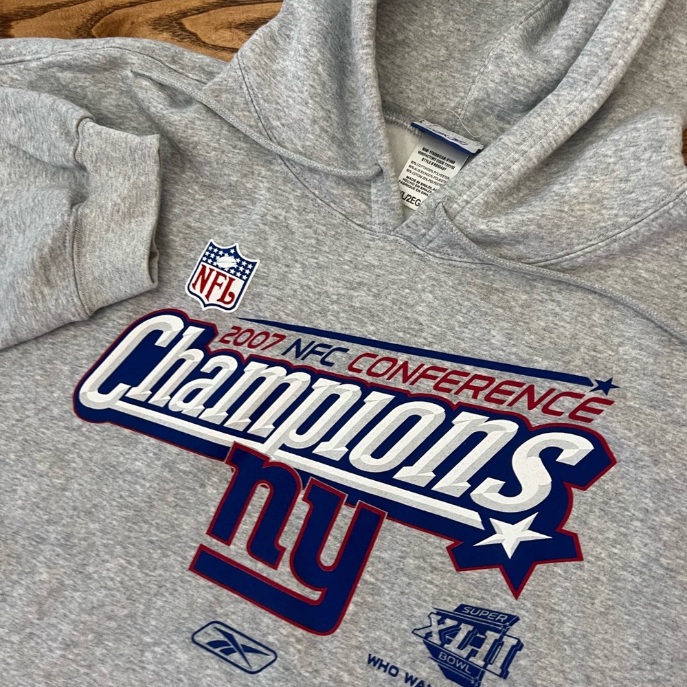 NWOT Reebok NFL 2011 NFC Champions‎ New York Giants Hoodie Sweatshirt